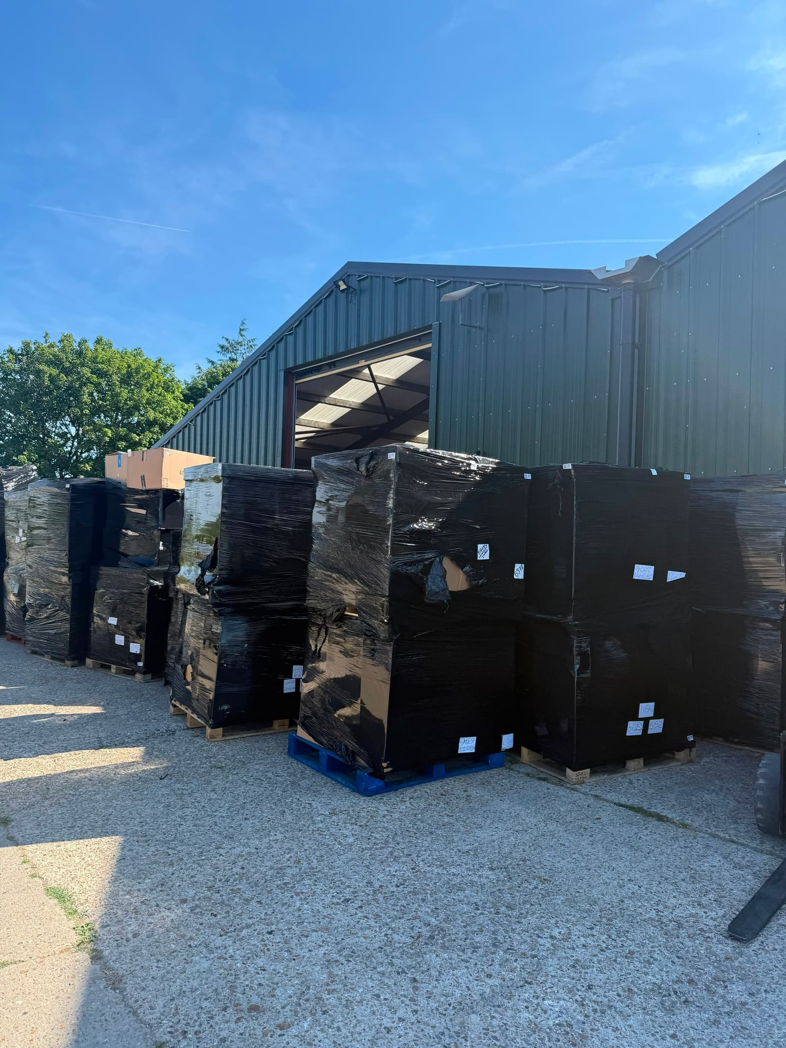 Pallets at the Robert Scotts Commerce warehouse in Petersfield