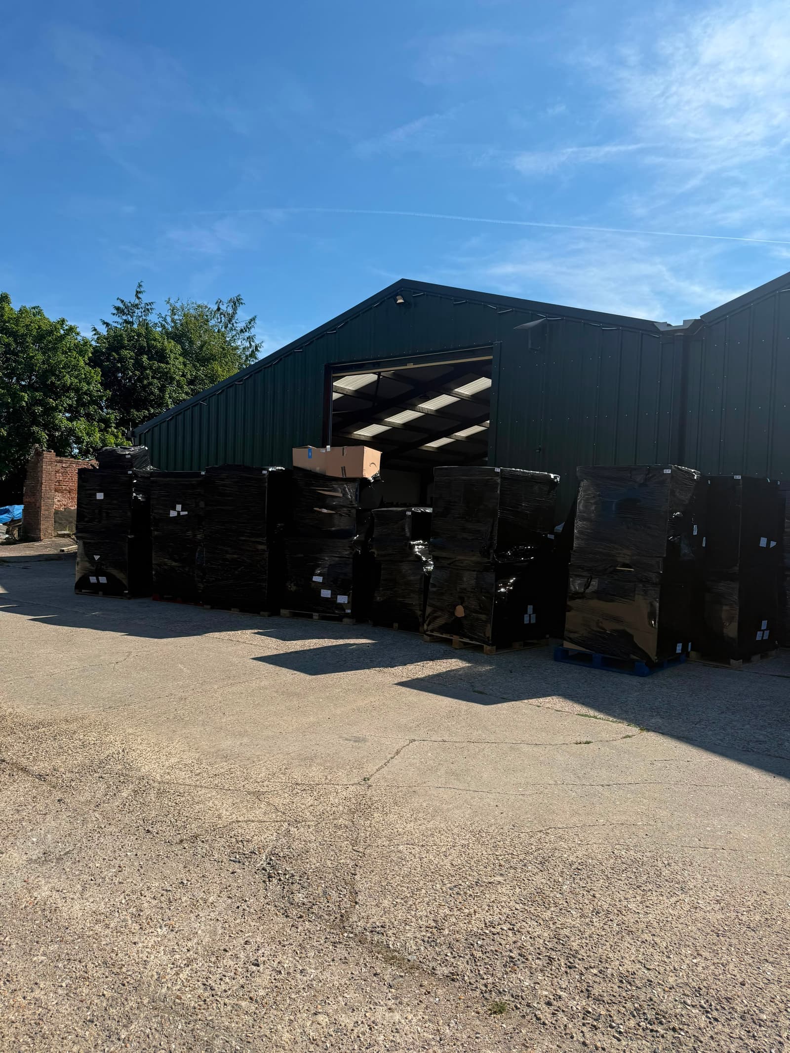 Pallets at the Robert Scotts Commerce warehouse in Petersfield
